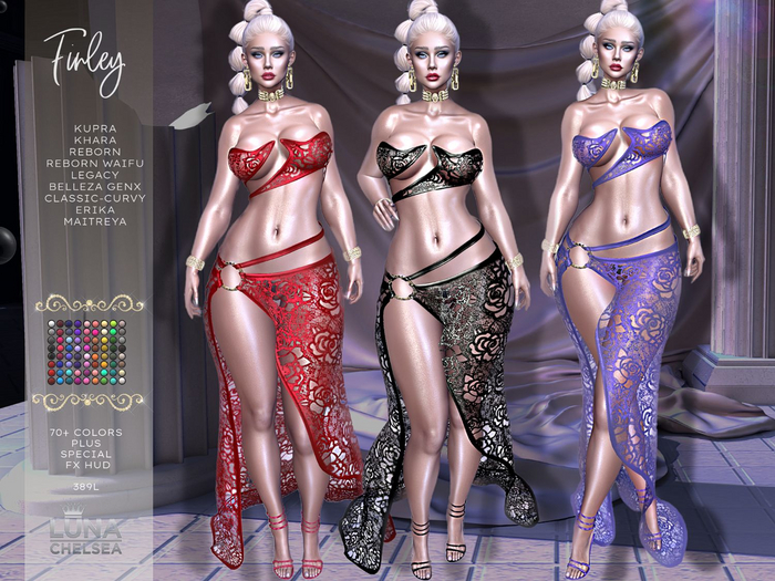 Second Life Marketplace - ⭐,Finley Lace Cocktail Formal Gown, Sexy High